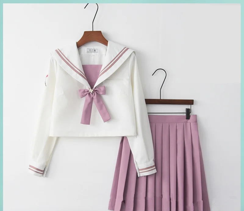 Uniforme escolar japonés para niñas, Tops de marinero, pajarita y falda, ropa de estilo marino para estudiantes, ropa de animadora Lala