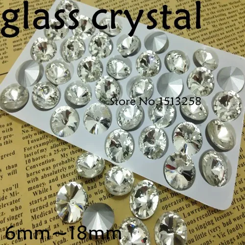 wholesale Rivoli Crystal Fancy Stone Crystal Clear Color Glass Rivoli Beads 6mm,8mm,10mm,12mm,14mm,16mm,18mm