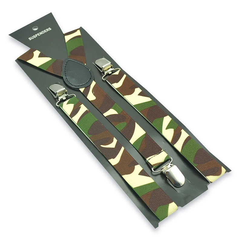 2.5cm Fashion New 7 "Classic Army Camouflage" Designs Mix Men Unisex Clip-on Braces Elastic Slim Suspender Y-back Suspenders