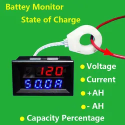 400A 200A 100A 50A Hall coulomb miernik monitorowanie baterii napięcie prądu ładowanie pojemność rozładowania 12v 24v 36v 48v DC samochód słoneczny