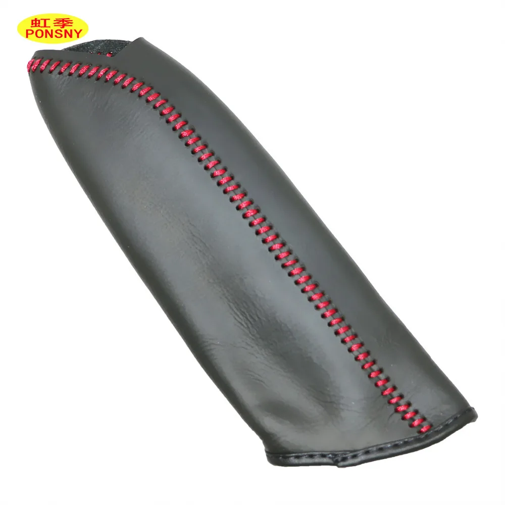 PONSNY Car Handbrake Covers Case for Ford  Focus 2.0L 2012 Auto Handbrake Genuine Leather Grips Cover