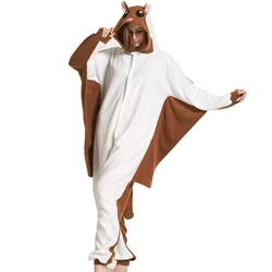 Flying Squirrel Kigurumi Pajamas Animal Bat Mouse Onesie For Adults Women Men Sleepwear Overall One-Piece Full Body Outfits Gift