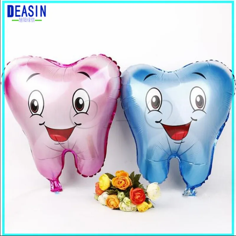 

100pcs dental gift teeth shape balloon Big tooth Creative fashion cartoon doll aluminum membrane dental teaching aids