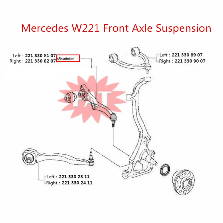 6 PCS/Set Front Axle Suspension Control Arm For Mercedes S Class W221 CL Class C216 2213306311 2213308907 2213308107 2213308707