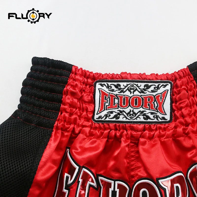 Pantaloncini con toppe ricamate retrò fluory 100% poliestere pantaloni da allenamento unisex mma boxing trunks