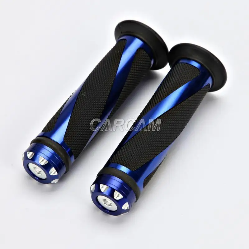 Blue Stripe 7/8inch Motorcycle Handlebar Hand Grips For Yamaha Honda Suzuki Kawasaki Triumph Buell Ducati Can-Am Vespa BMW ...