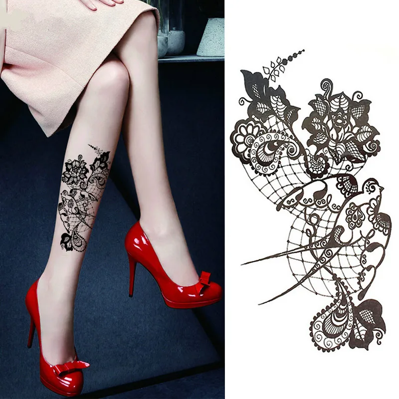 1 Pieces/set Small Full Flower Arm Temporary Waterproof Tattoo Stickers Fox Owl for Women Men Body Art