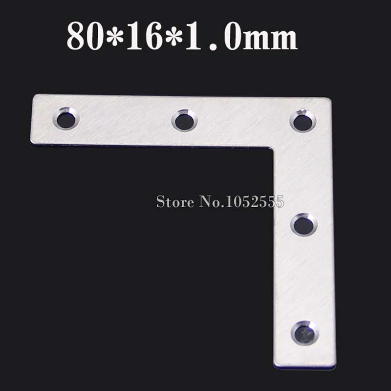 

20pcs 80*16*1.0mm stainless steel angle Corner bracket L shape satin finish frame board shelf support + self-tapping screws K105