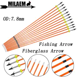 Flecha de fibra de vidrio para tiro con arco, 6/12 piezas, od7.8 mm, punta de flecha de pesca fija, 100Gr, accesorios de pesca