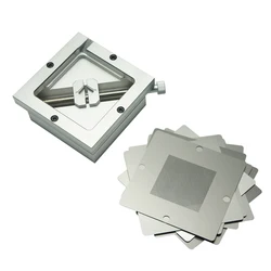 Silber BGA reballing kit 90*90mm 90x90mm station mit 10PCS Universal Schablone Für Chip rework Reparatur Löten Kit