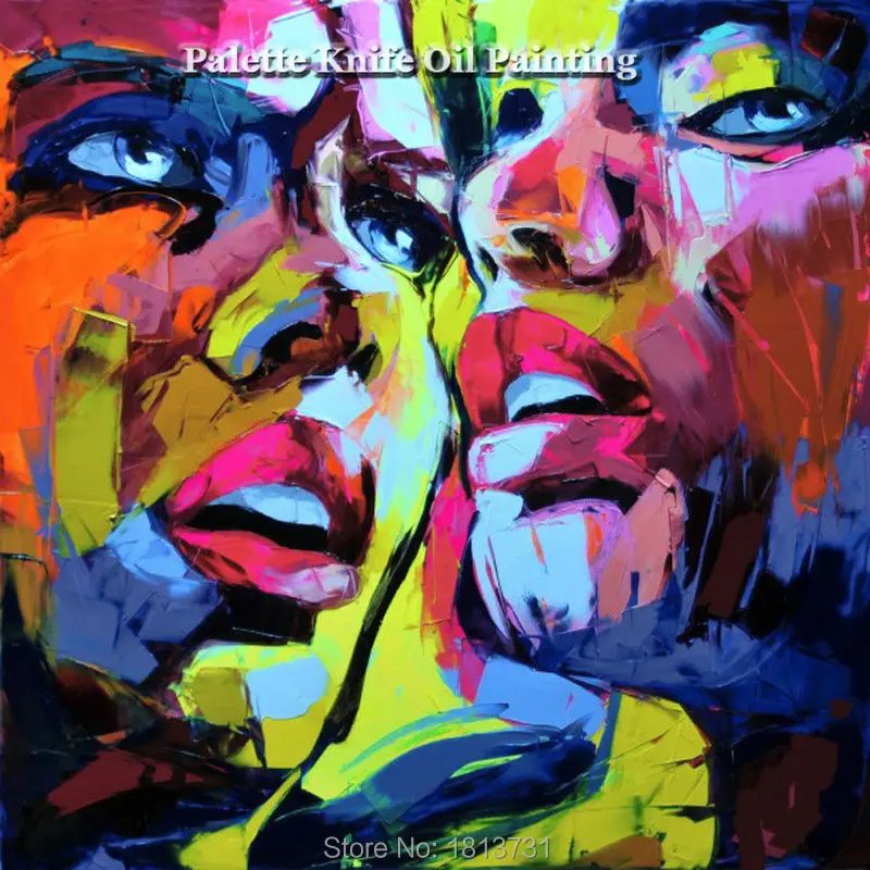 

Hand painted Francoise Nielly Palette knife portrait Face Oil painting Character figure canva wall Art picture13-14