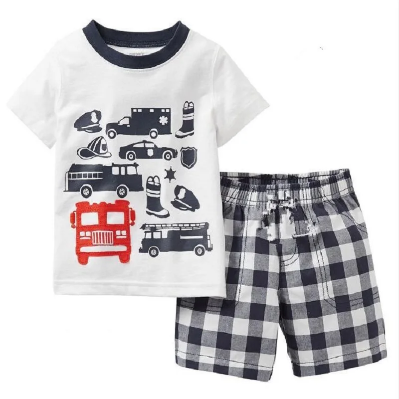 2021 Newest Baby Boy Clothes Suits 100% Cotton Children T-Shirts Shorts Pants 2 3 4 5 6 7 Years Sleeved Tee Shirts Panties 2pcs