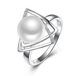 Sinya 925 Sterling Silver 9-10mm Natural Freshwater Pearl Fine Jewelry Wedding Brand Engagement Ring for Women Lover