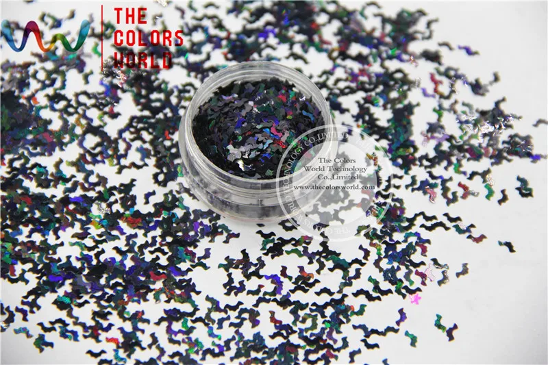 TCA1000 Laser Black  Color Bat Shape  5.0MM Size Glitter dust ,Specular luster glitter for nail,tatto,Art decoration and others