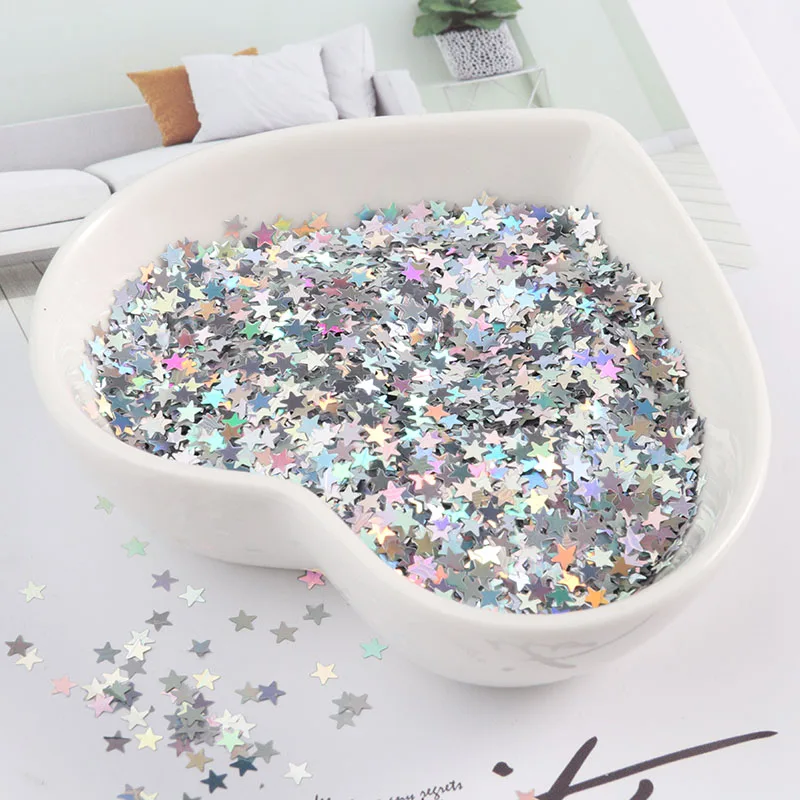 Ultrathin Glitter Paillettes 3mm Laser Silver Star Nail Sequin Eo-Friendly PET Sequins for DIY Nail Art Manicure Decorations 10g