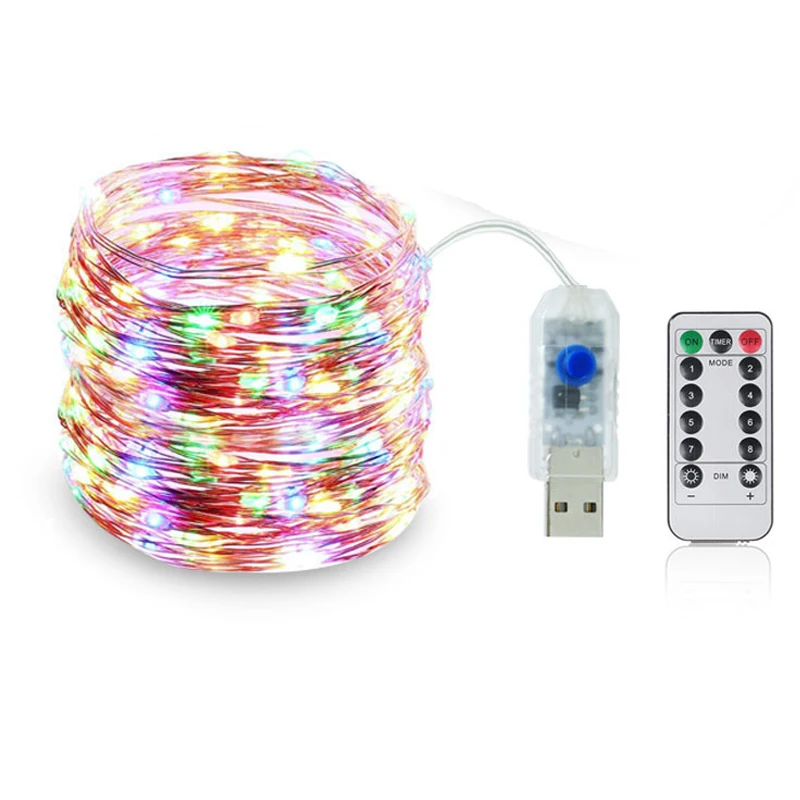 

USB LED String Light Remote Control 5M/10M 50/100LED Fairy String Light 20M Copper Wire for Wedding Christmas Holiday Decor lamp