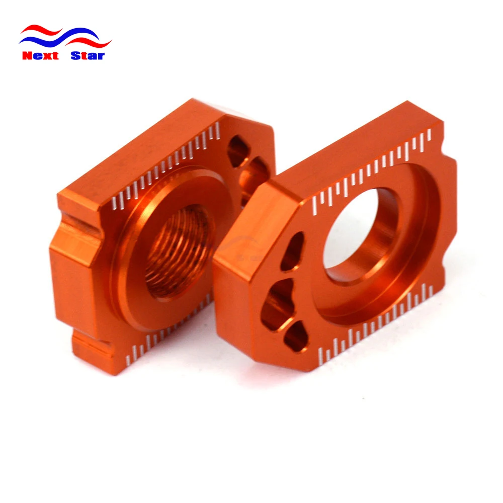 Orange CNC Rear Chain Adjuster Axle Block For KTM SX SXF XC XCF EXC EXCF XCW XCFW 125 150 200 250 300 350 400 450 500 525 530