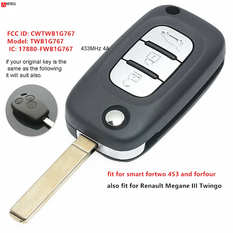 

Сменный Uncut Flip Remote Keyecu 3B 433 МГц PCF7961M 4A для Lada Granta Kalina Priora Vesta X-R AY XRAY 2015-2019 TWB1G76