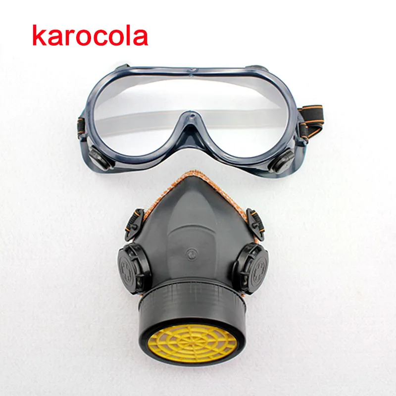 Gas Mask Chemical Gas Anti Dust Paint Industrial Respirator Dual Filter Face Safety Protection Mask with Goggles Wholesale