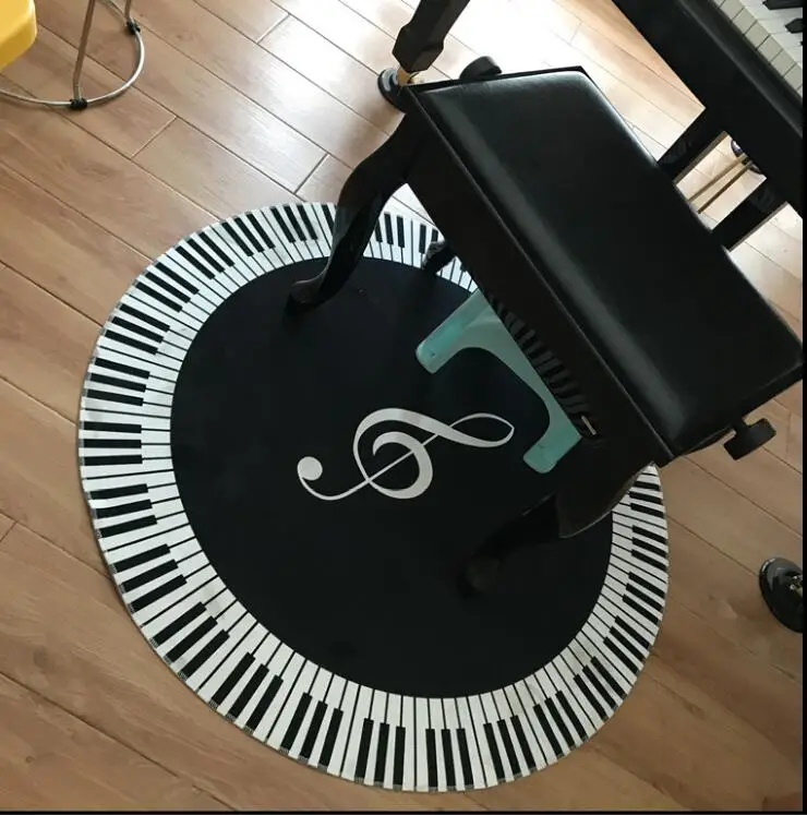 120CM Retro Piano Key Round Carpets For Living Room Home Area Rugs For Bedoom Cartoon Carpet Kids Room Computer Chair Floor Mat