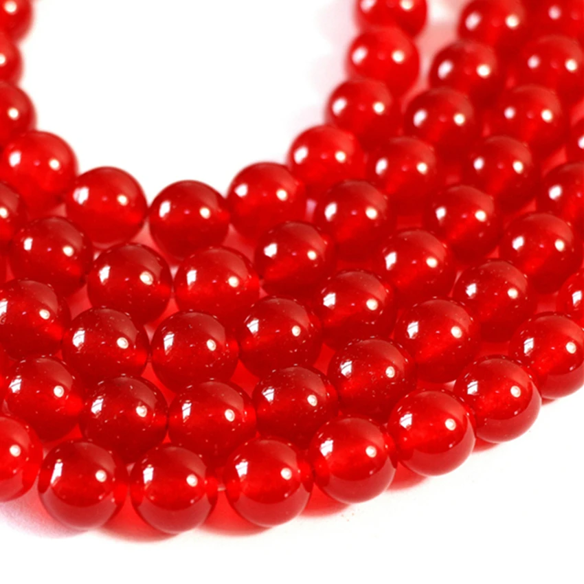 Natural red jades stone smooth round chalcedony loose beads 4mm 6mm 8mm 10mm 12mm 14mm high grade jewelry making 15inch B31