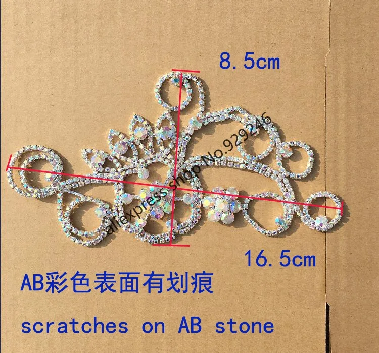 free shipping 1pc/lot delicate big flower AB crystal rhinestone gold applique for hairdress bags garment costume embellishments