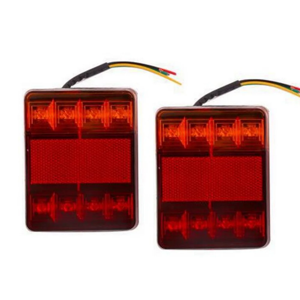 Car Truck Rear Tail Light 8 LEDS Warning Lights Rear Lamps Waterproof Tailights Rear Parts for Trailer Truck 12V 2Pcs