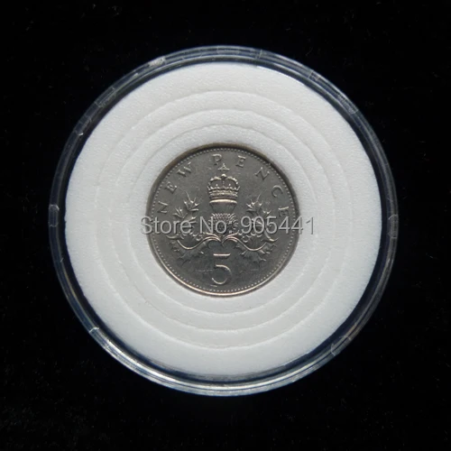 10 Coins Capsule Holder Coin Protection Case Fit For UK Five Pence Fit For Diameter 18mm 23mm 28mm 33mm 38mm Round White Sponge