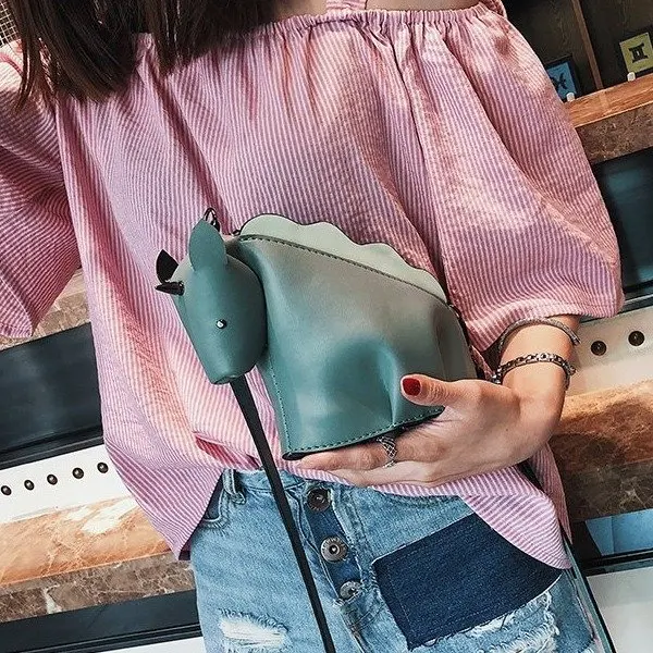 Women\'s Bag Cute Personality Unicorn Style Bag Creative Animal Rivets Small Shoulder Messenger Bags Women Crossbody Leather Bag