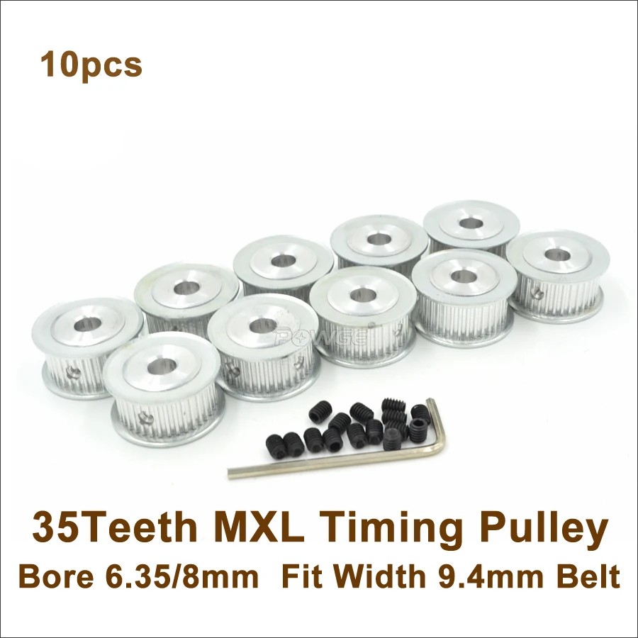 POWGE 10pcs 35 Teeth MXL Timing Belt Pulley Bore 6.35/8mm For Width 9.4mm MXL Belt 3D Printer,Ultimaker(35T 35Teeth MXL Pulley)