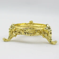 Vintage Style Golden Color Metal Pedestal Support Stand for Round Shape Figurines Crafts Home Decoration Accessories
