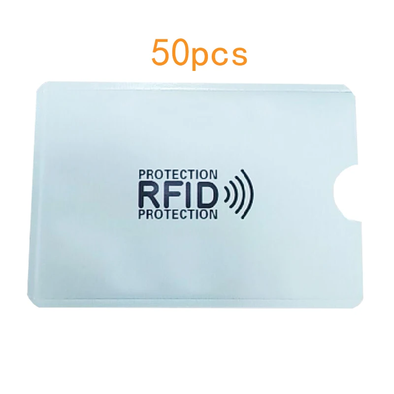 

50 шт., анти Rfid кошелек, блокирующий считыватель, замок, держатель для банковских карт, Id, Чехол для карт, защита, металлический держатель для кредитных карт, алюминий