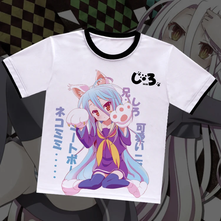 no game no life Shiro O-Neck T-shirt anime short-sleeved T-shirt summer cosplay