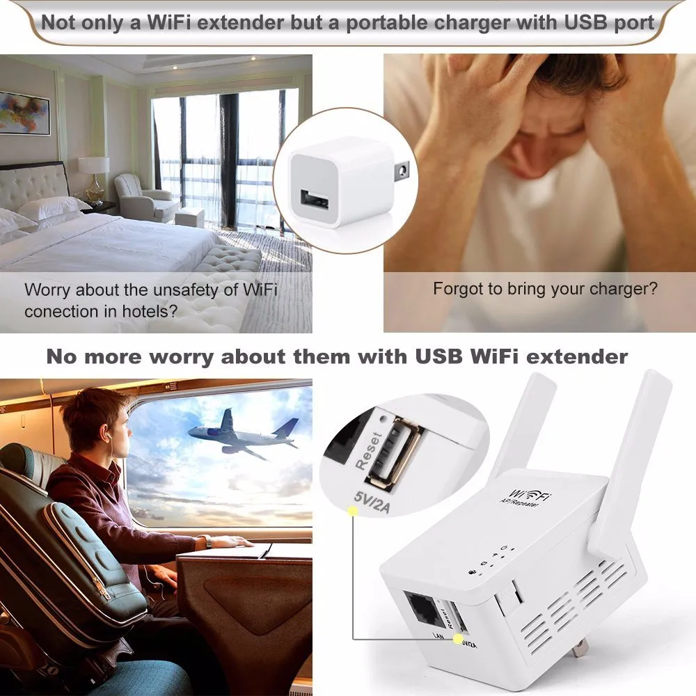 MIni Router 300Mbps Wireless WiFi Repeater 2.4G Long Range Extender Small Router With USB 5V/2A Power Charger WR05U