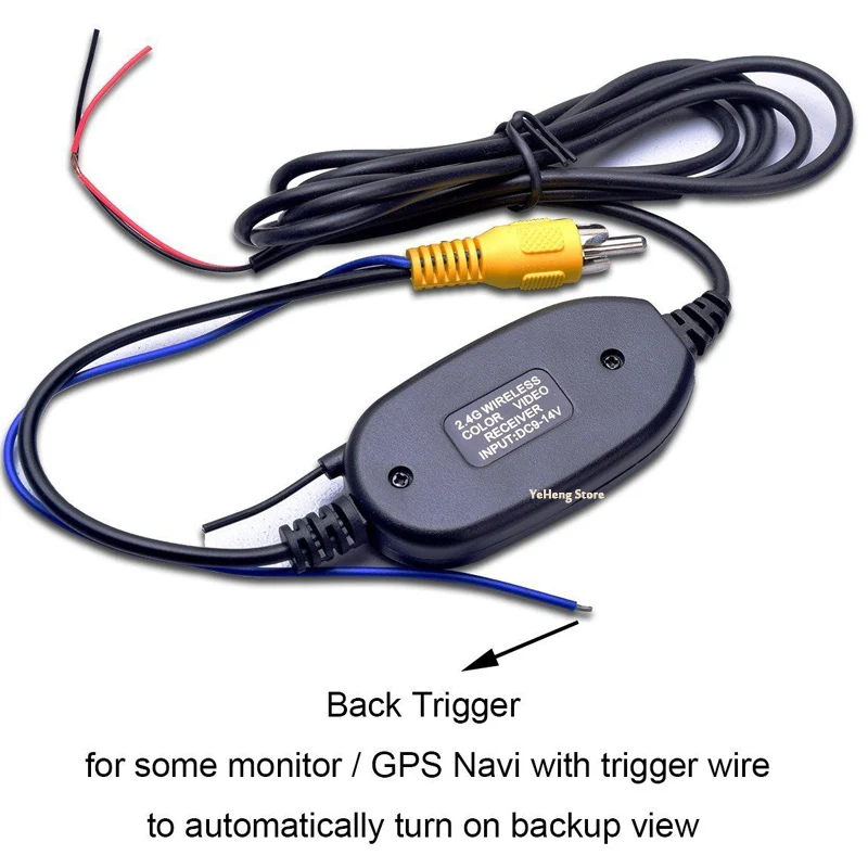 Wireless Video Cable w/ Backup Trigger Wire Tx & Rx for RCA Rear View Camera to DVD, Monitor ,LCD Screen