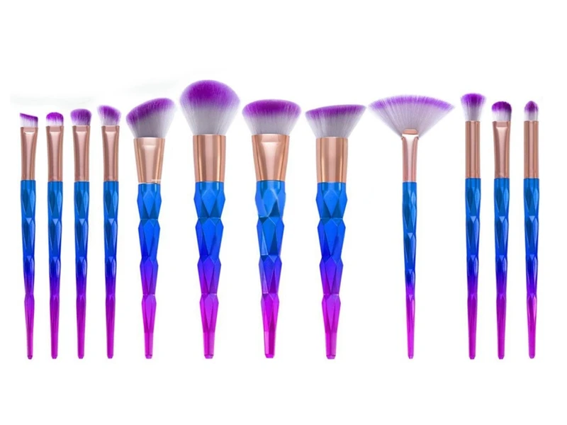 

50sets/lot 12pcs Diamond Handle Makeup Brushes Set Pincel Maquiagem Eyeshadow Eyebrow Lip Powder Cosmetic Brush Tools