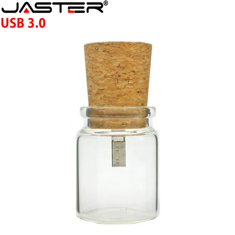 JASTER USB 3.0 wooden cork drifting bottle flash drive pendrive 4GB 8GB 16GB 32GB 64GB wishing bottle wedding gift customer LOGO