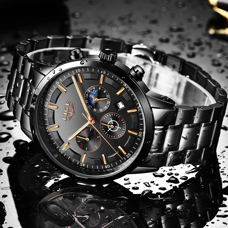 2021 New Fashion Mens Watches LIGE Top Brand Luxury Business Watch uomo orologio al quarzo impermeabile in acciaio inossidabile Relogio Masculino