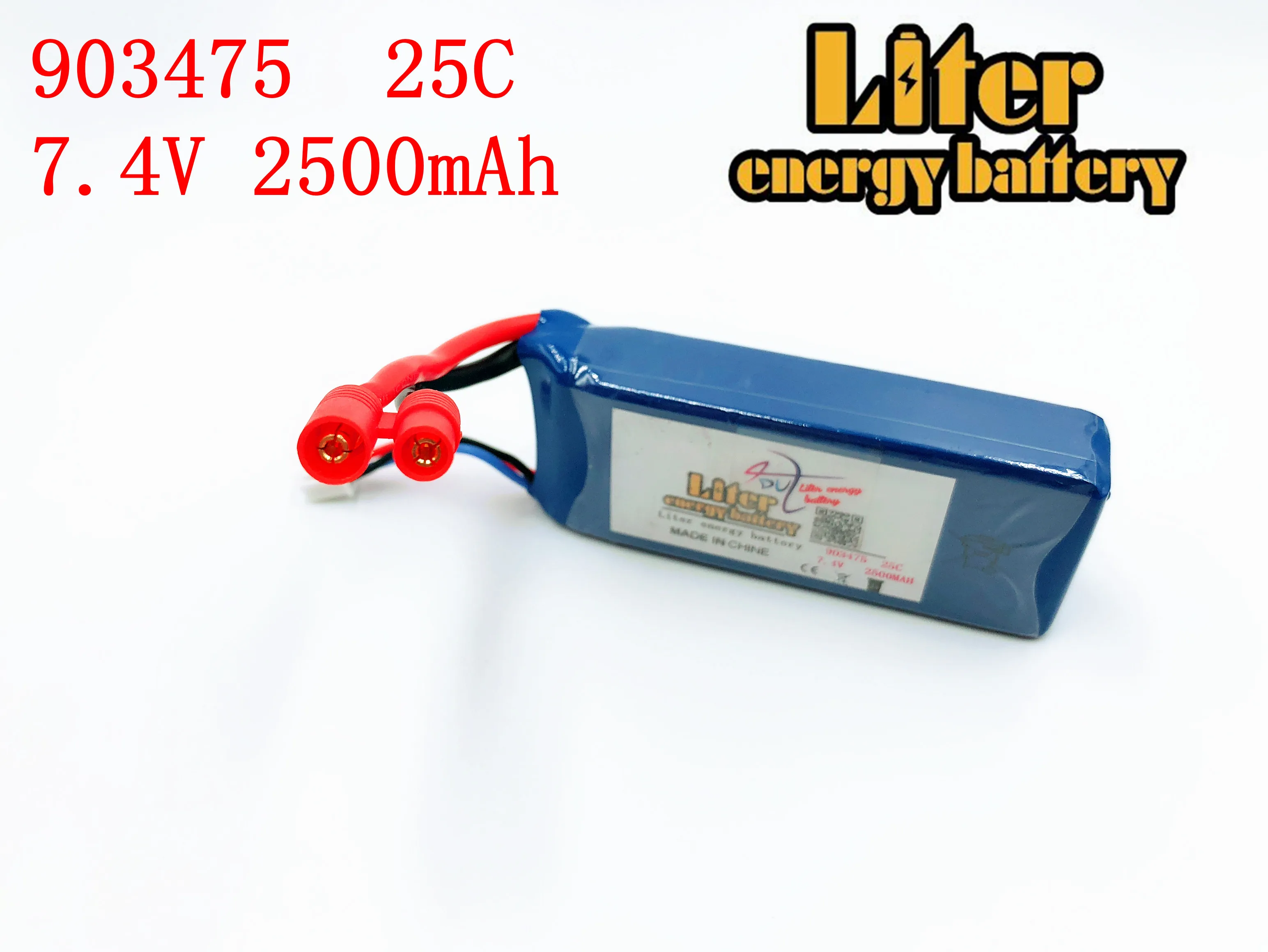 

7,4 V 2500mAh 25C батарея дрона 903475 для RC MJX X101/MJX X102H SYMA X8C X8W X8G X8HC X8HW X8HG Wltoys V262 Квадрокоптер