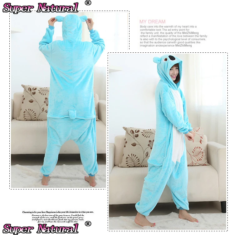 HKSNG Kigurumi الكبار الشتاء الأزرق الرمادي كوالا التميمة فوتي الكل في واحد عيد الميلاد منامة نيسيس للجنسين هالوين زي البيجامات #3