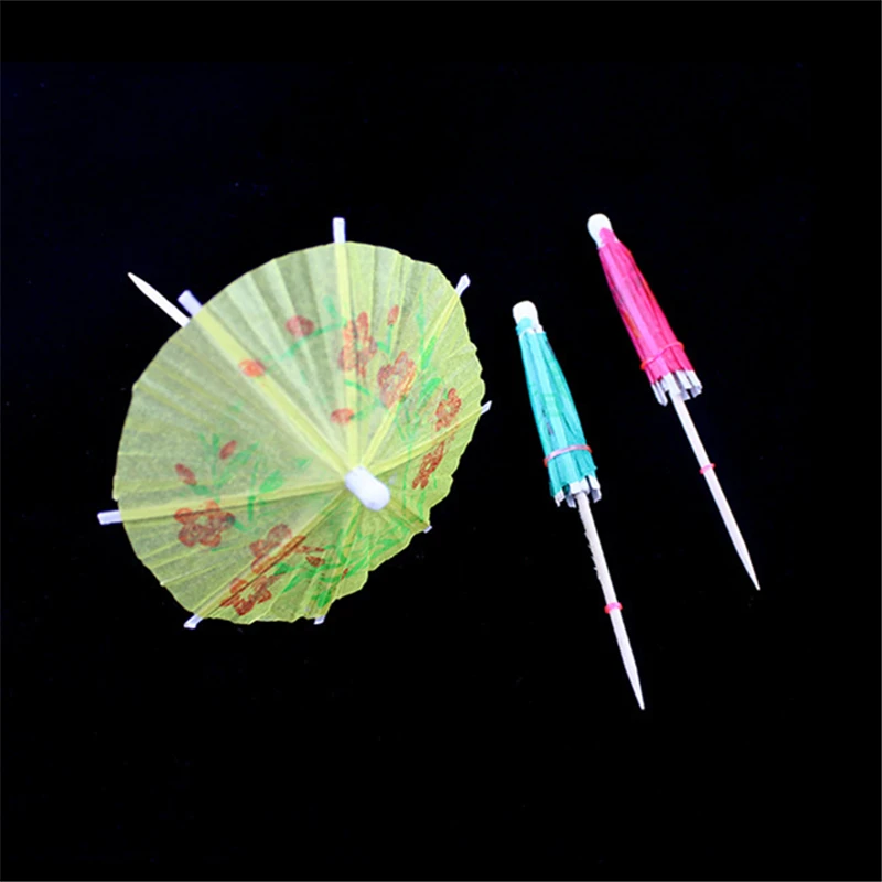 Cocktail decorative Garnishes umbrella bamboo stick form snack cakes fruit sign 10 cm long disposable 50 pcs/set New AB206