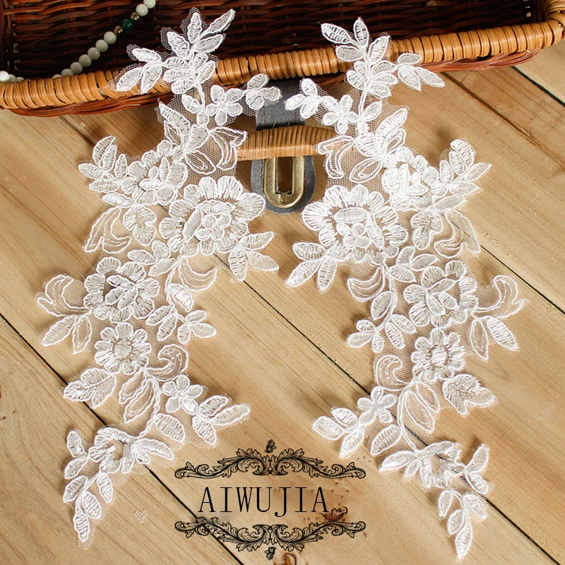 20Pieces Collar Embroidered Lace Floral Neckline Neck Trim Clothes Craft Sewing Applique High Quality Decoration Mariage