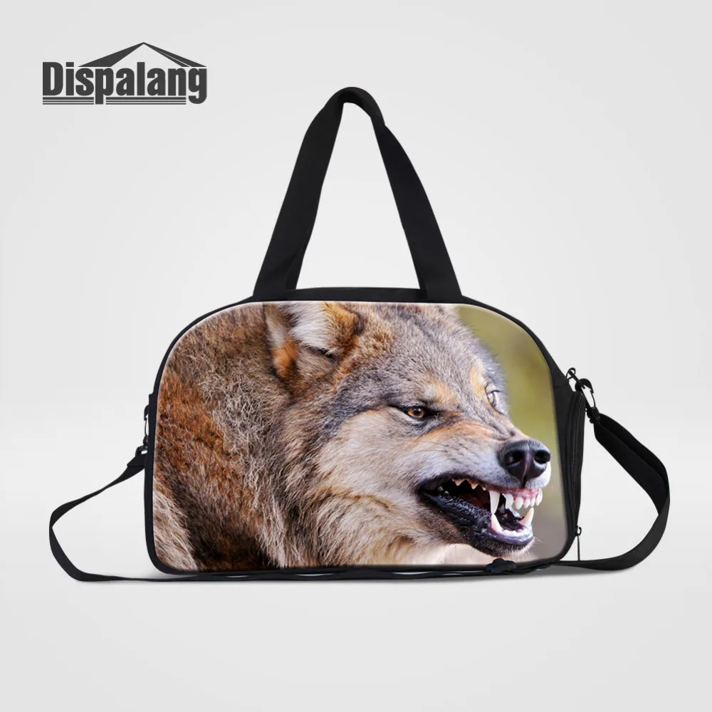 

Dispalang Travel Bag Male Large Capacity Lightweight Travel Shoulder Bag Wolf Print Women Big Portable Duffel Bag Carry-on Bag