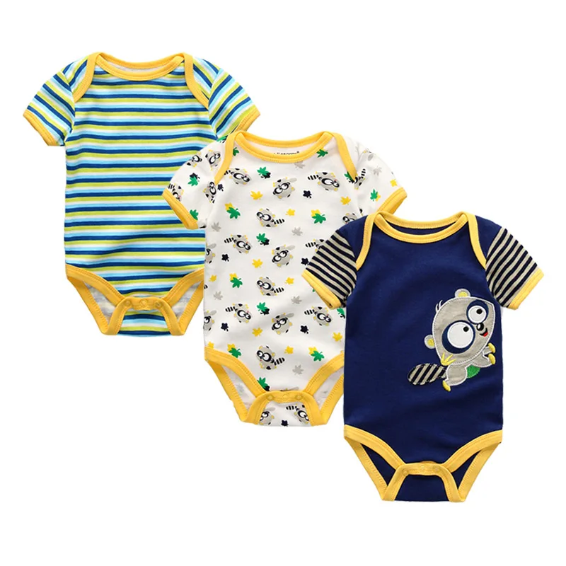 3PCS/LOT Newborn Girl Boy Baby Clothes High Quality Cute 100%Cotton Short Sleeve Baby Rompers Roupas de bebe Infantil Costumes