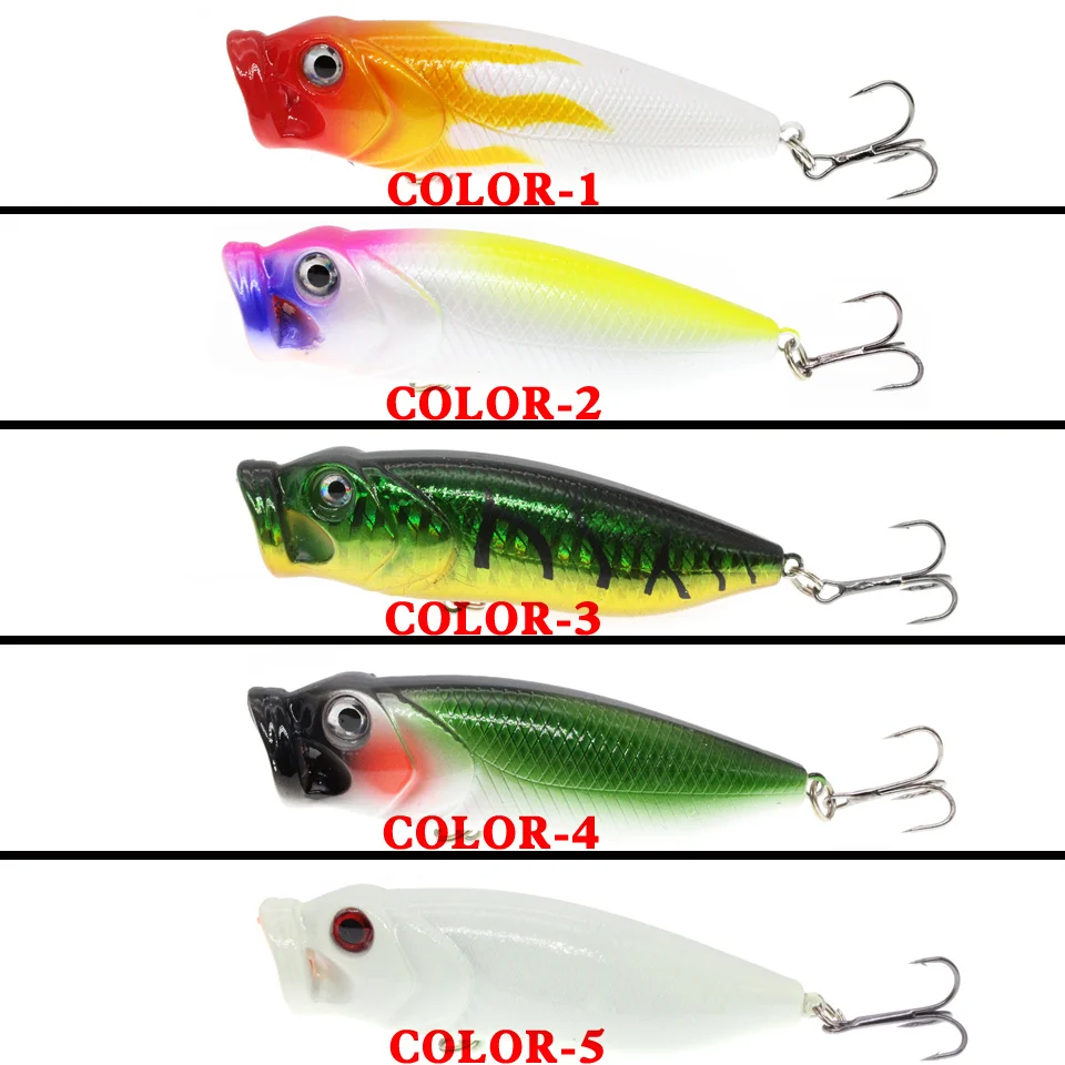 1pcs Topwater Popper Fishing Lures 3D Eyes Crankbait Wobbler Fishing Tackle 5 Colors Available Hard Baits Wholesale