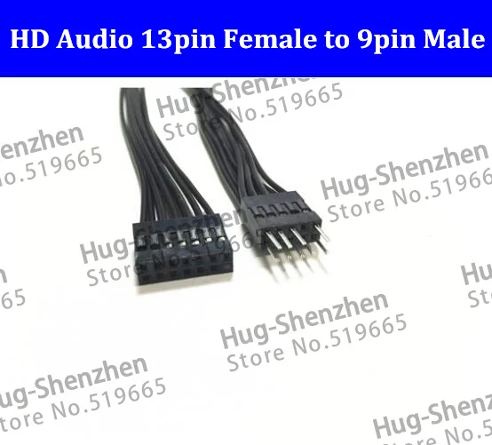 

HD Audio 13 Pin Female to 9 Pin Male Converter Cable For Lenovo Motherboard Connection HOST Front Panel Audio ---5pcs/lot