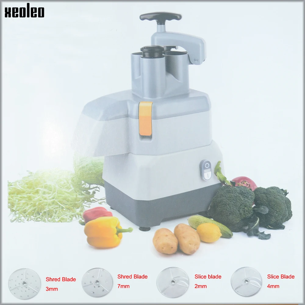 XEOLEO 2mm/4mm Vegetable Slicing machine 3mm/7mm Vegetable Shred machine for Potato/Cucumber/Radish/Fruit 50kg/h with 4 Blades