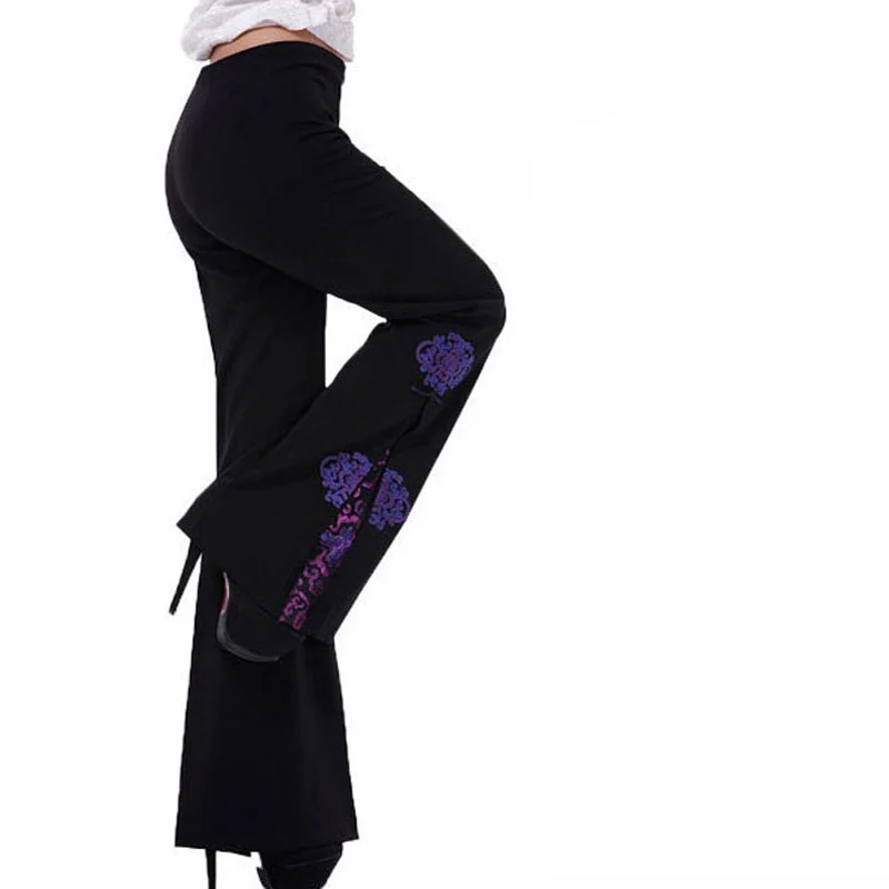 New Arrival Women's Pants Wholesale & Retail Chinese Tradition Style Pant Women's Embroider Flower Flares Trousers Pants