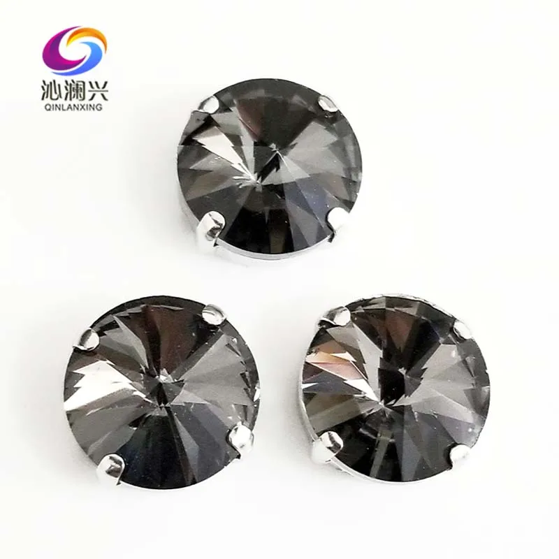 

Round Shape Grey Glass Crystal Flatback Loose Rhinestones, Silver Bottom Sew on Stones, Diy Clothing Sewing Accessories, WXZ04