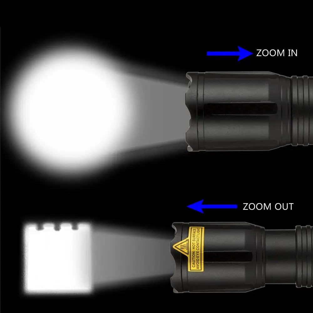 Zoom 4-Colour light LED Flashlight White/Red/Green/Blue Outdoor lighting Fishing Camping Hunting Photography Selfie Hiking Torch